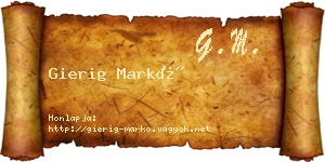 Gierig Markó névjegykártya